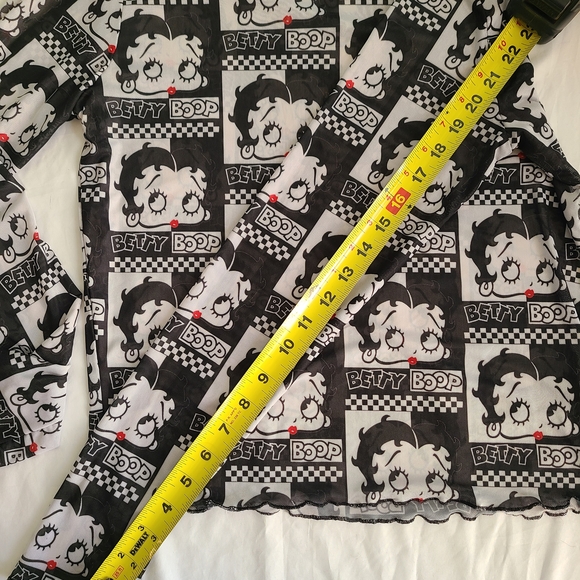 Dolls Kill Betty Boop Checkered Long Sleeve Tee - Black and White - Picture 6 of 7